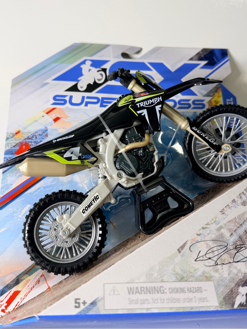 Supercross Triumph Black & Lime Green Kids Dirt Bike Toy